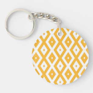 Sunny yellow and white diamond pattern keychain