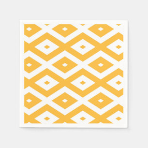 Sunny yellow and white diamond pattern napkin