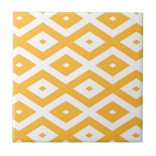 Sunny yellow and white diamond pattern tile