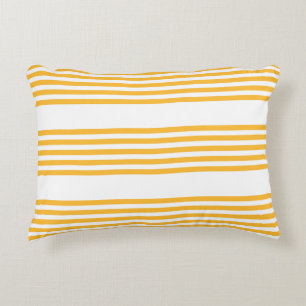 Sunny yellow and white five stripe pattern accent pillow