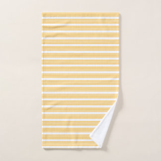 Sunny yellow and white five stripe pattern hand towel