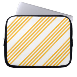 Sunny yellow and white five stripe pattern laptop sleeve