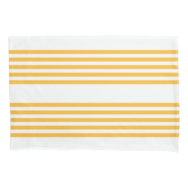 Sunny yellow and white five stripe pattern pillowcase (Front)
