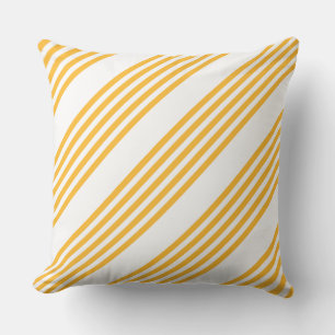 Sunny yellow and white five stripe pattern throw pillow