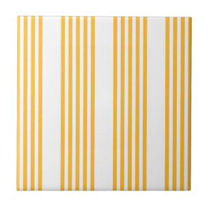 Sunny yellow and white five stripe pattern tile