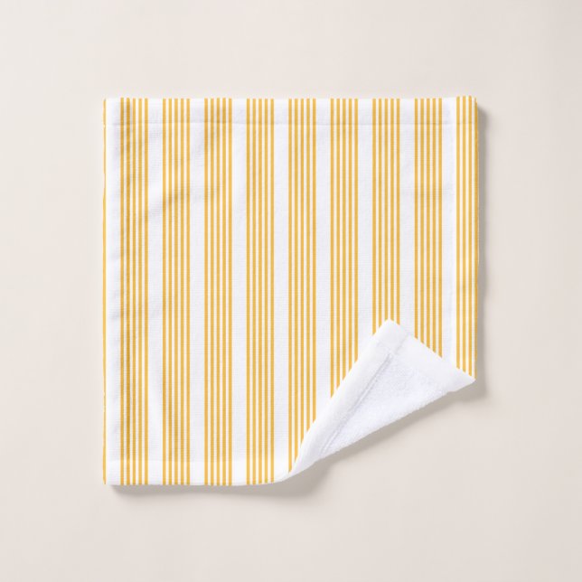 Sunny yellow and white five stripe pattern wash cloth (Wash Cloth)