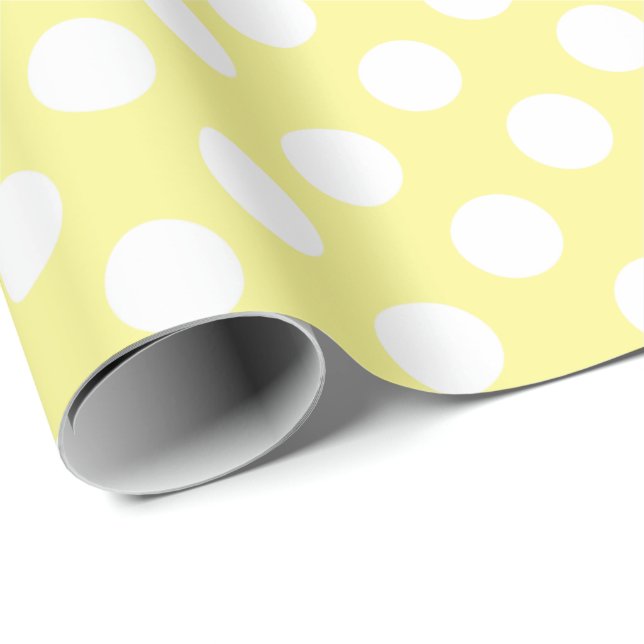 Sunny Yellow and White Polka Dots Wrapping Paper (Roll Corner)