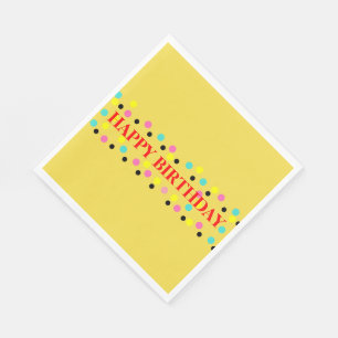 Sunny Yellow Birthday Polka Dots Napkin