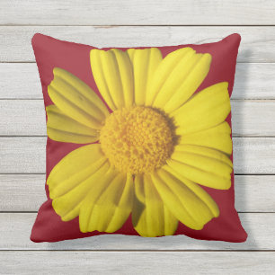 Sunny yellow chamomile throw pillow