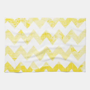 Sunny Yellow Chevrons on a Yellow Map Kitchen Towel