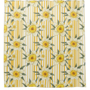 Sunny Yellow Daffodil Floral Stripe Pattern