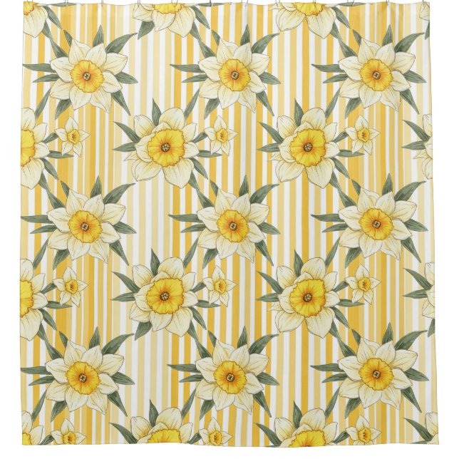 Sunny Yellow Daffodil Floral Stripe Pattern (Front)