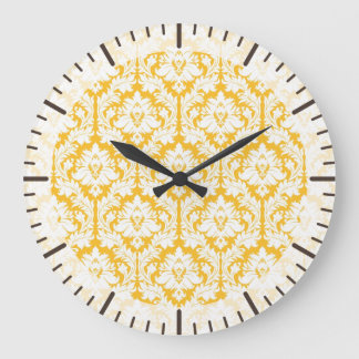 Sunny Yellow Damask Large Clock