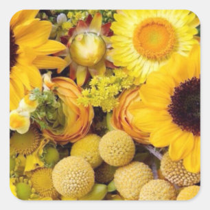 Sunny Yellow Flora Square Sticker