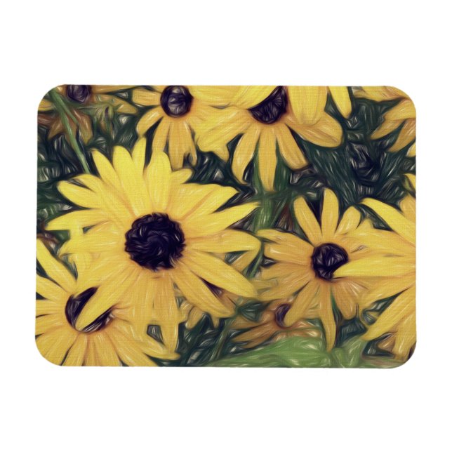 sunny yellow flower art cheerful magnet (Horizontal)