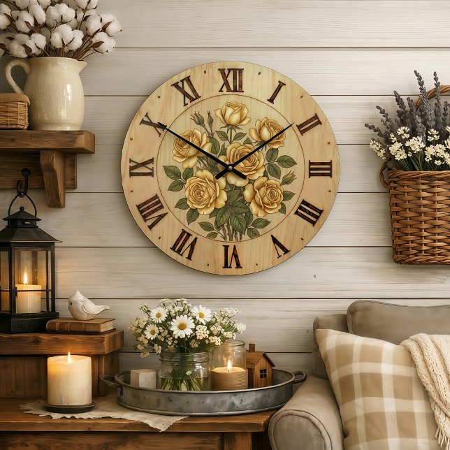 Sunny Yellow Garden Flowers Wall Clock (Creator Uploaded)
