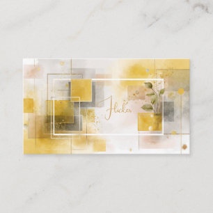 Sunny Yellow Geometric Block Gold Botanical Business Card