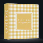 Sunny Yellow Gingham Family Recipe Cookbook Binder<br><div class="desc">Classic Gingham patterned personalized family recipe cookbook binder!</div>