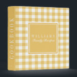 Sunny Yellow Gingham Family Recipe Cookbook Binder<br><div class="desc">Classic Gingham patterned personalized family recipe cookbook binder!</div>