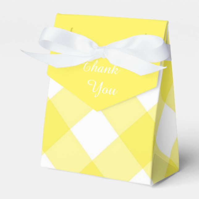 Sunny Yellow Gingham Pattern Favor Box (Front Side)