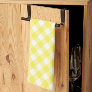 Sunny Yellow Gingham Pattern Kitchen Towel