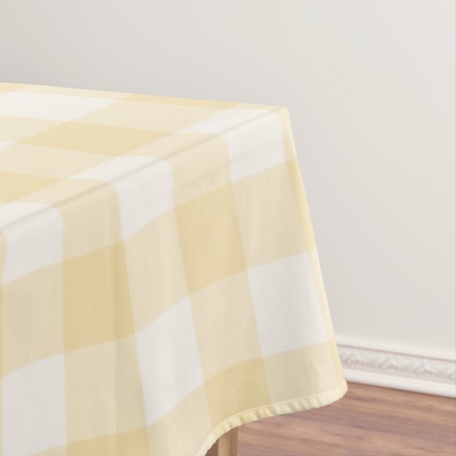 Sunny Yellow Gingham Plaid Gingham Tablecloth (In Situ)