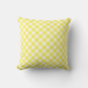 Sunny Yellow Gingham Throw Pillow