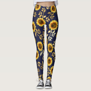 Women's Gold Navy Blue Leggings & Tights