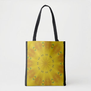 Sunny yellow kaleidoscope tote bag