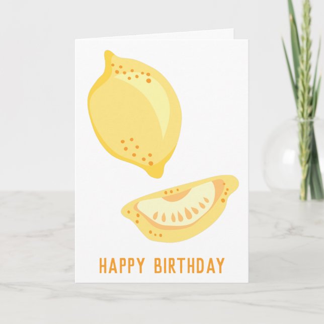 Sunny Yellow Lemons Custom Message Birthday Card (Front)