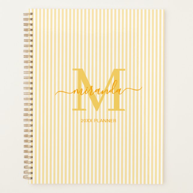 Sunny Yellow Monogram Personalized Planner (Front)