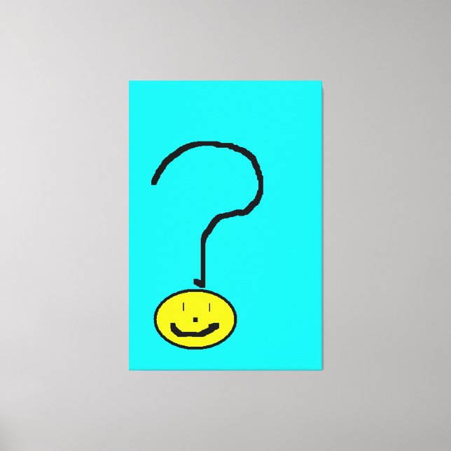 Sunny Yellow Question Mark Emoji, Kids Art :) Canvas Print (Front)