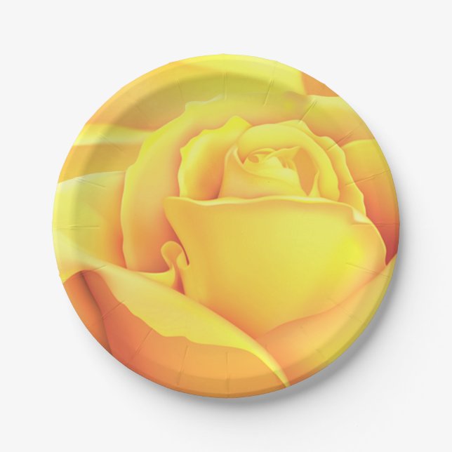 Sunny Yellow Rose Paper Plate (Front)