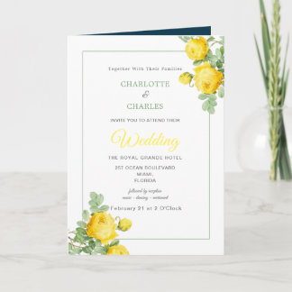 Sunny Yellow Roses Floral Elegant Wedding  Invitation