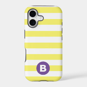 Sunny Yellow Striped Purple Monogram