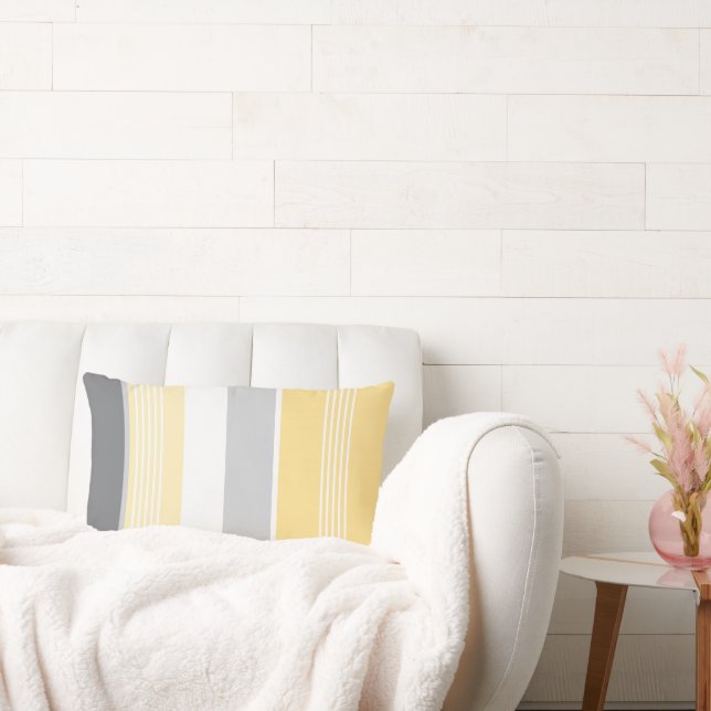 Sunny Yellow Stripes Lumbar Pillow (Couch)