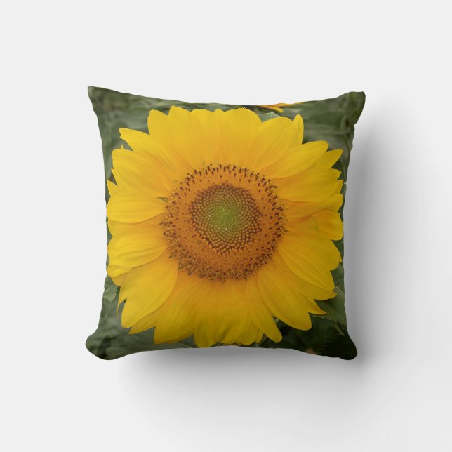 Sunny Yellow Sunflower Throw Pillow (Front)