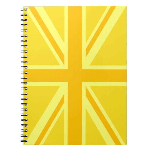 Sunny Yellow Union Jack British Flag Decor Notebook (Front)