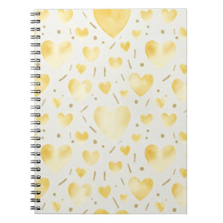 Sunny Yellow Watercolor Hearts Notebook