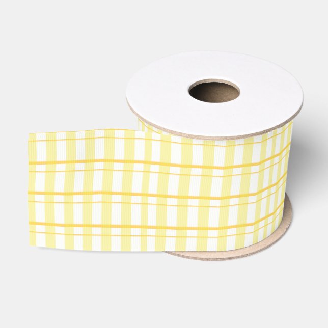 Sunny Yellow & White  Plaid  3" Grosgrain Ribbon (Spool)