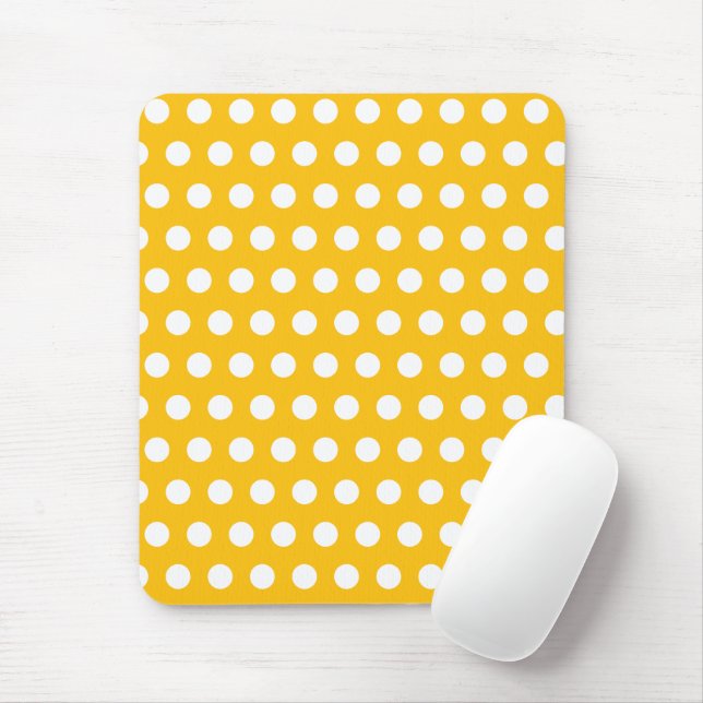 Sunny Yellow White Polka Dot Pattern Art Mouse Pad (With Mouse)