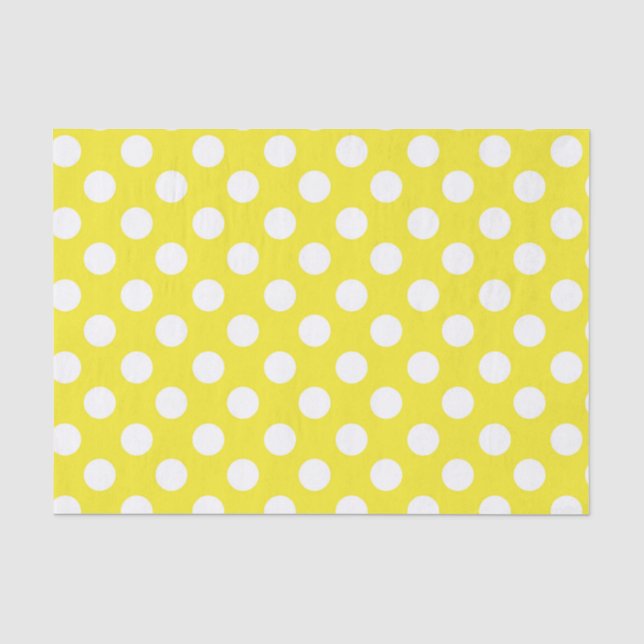 Sunny Yellow & White Polka Dots Birthday Party Tissue Paper (Front)