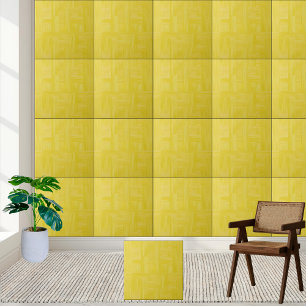 Sunny Yellow Woven Pattern Ceramic Tile