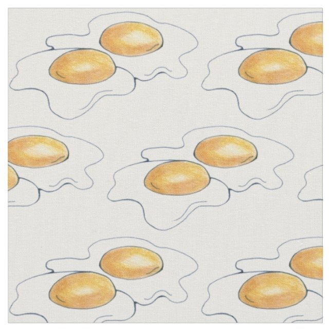 Sunnyside Up Fried Breakfast Eggs Sunny Side Egg Fabric (Close Up)