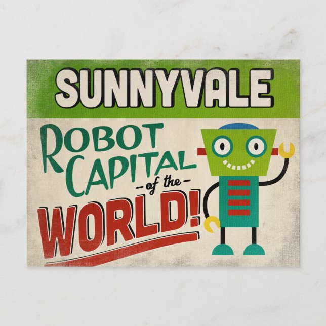 Sunnyvale California Robot - Funny Vintage Postcard (Front)