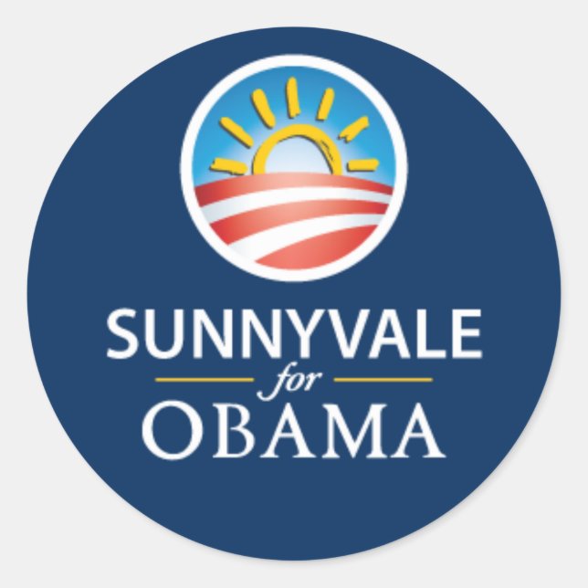 Sunnyvale for Obama Round Sticker - Blue (Front)