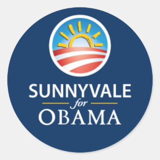 Sunnyvale for Obama Round Sticker - Blue