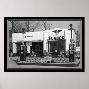 Sunoco Gas Station Black & White Print 13 x 19