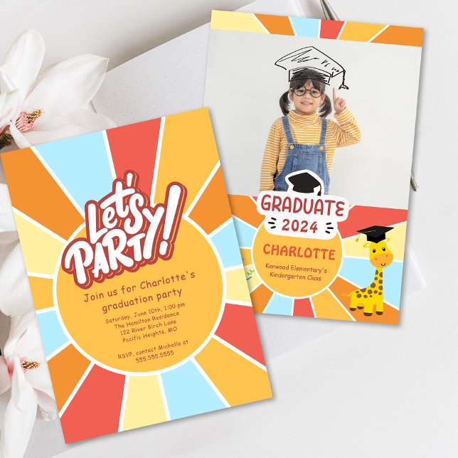 Sunray Kids Élémentaire Invitation de la fête de g (Sunray Kids Elementary Graduation Party Invite)