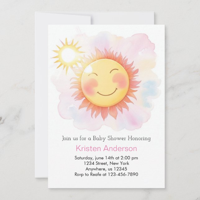 Sunrays and Sunlight Girl Baby Shower Invitation (Front)